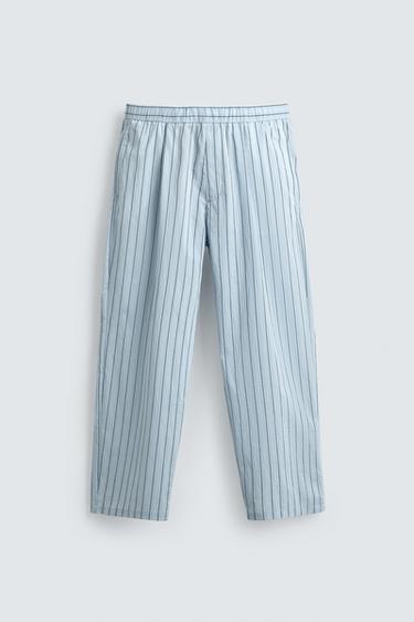 RELAXED FIT STRIPED TROUSERS - Light blue by Zara - Image 0