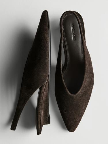 Zara Split suede leather slingback shoes - Brown - Image 0