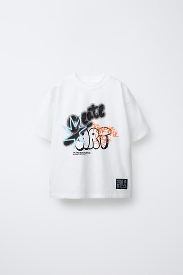 GRAFFITI PRINT T-SHIRT - Oyster-white by Zara - Image 0