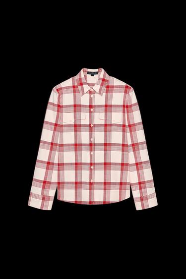 ZW COLLECTION CHECK SHIRT WITH SHOULDER PADS - Ecru / Red by Zara - Image 0