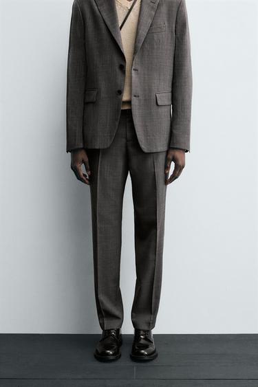 CHECK SUIT TROUSERS - brown vigore by Zara