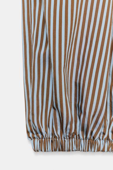 PANTALON BOUFFANT À RAYURES ZW COLLECTION - Marron-Bleu de Zara - Image 7