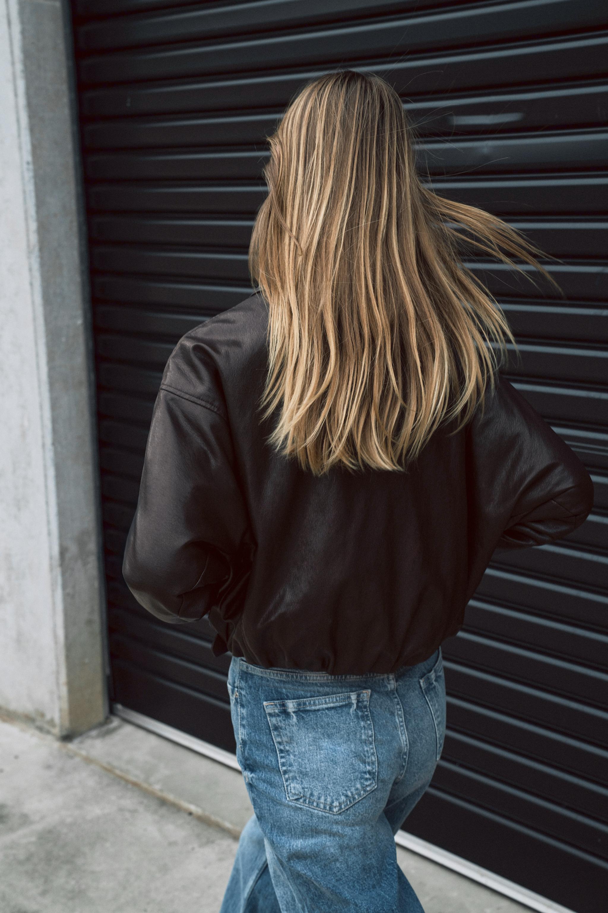 FAUX LEATHER BOMBER JACKET