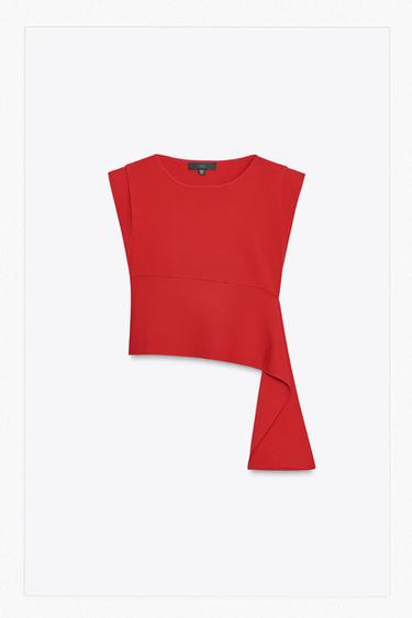 ASYMMETRIC KNIT TOP - Red by Zara