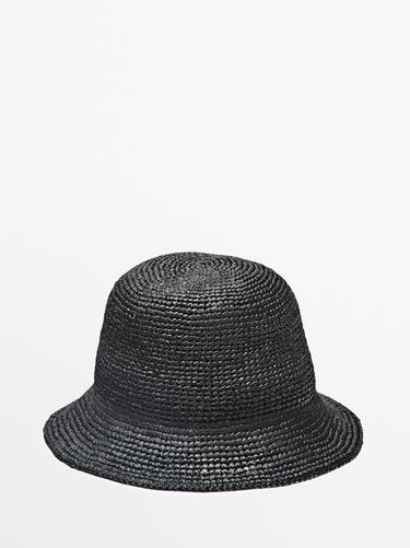 Zara Raffia bucket hat - Black - Image 0