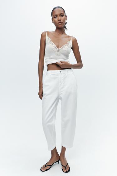 Z1975 HIGH-WAISTED CARROT FIT JEANS - White by Zara