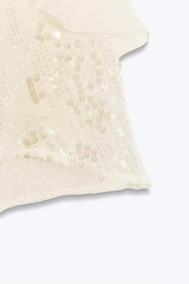 ROBE COURTE SEQUINS VOLANTS - Blanc cassé de Zara - Image 5
