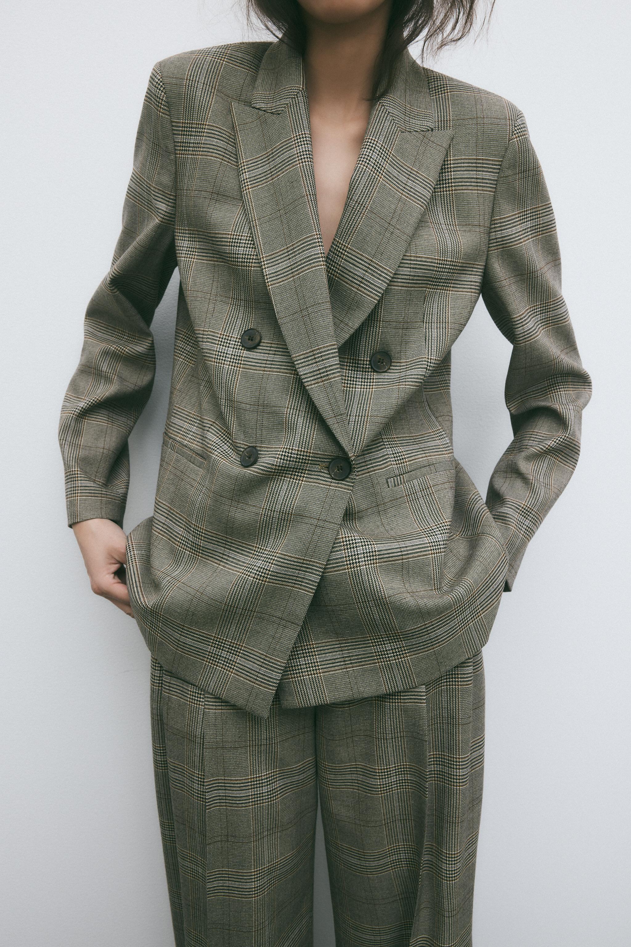 DOUBLE-BREASTED CHECK BLAZER - camel | ZARA Australia
