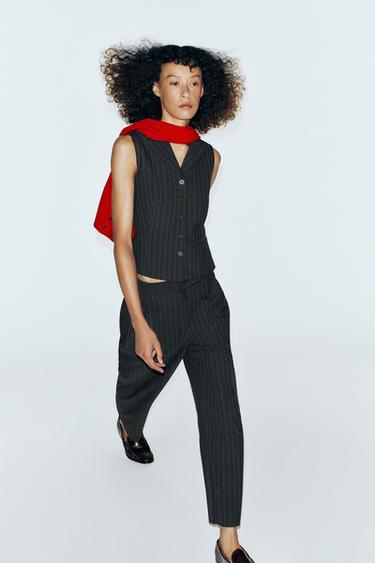 بنطلون بخطوط دبلوماسية - رمادي داكن الخاص بـ Zara - صورة 0