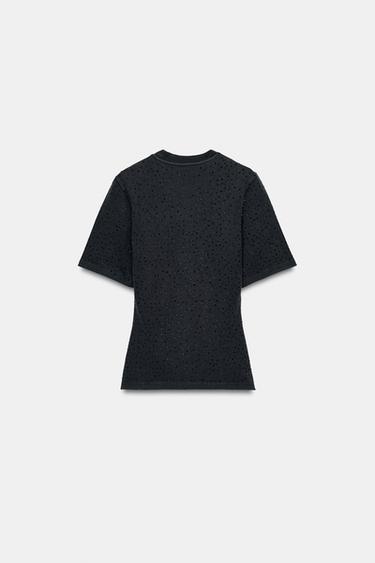 T-SHIRT BRILLANT MANCHES COURTES - Noir de Zara - Image 6