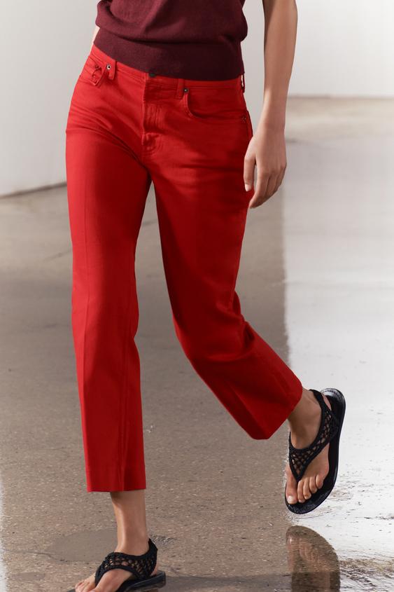 Women's Red Cropped & Capri Pants