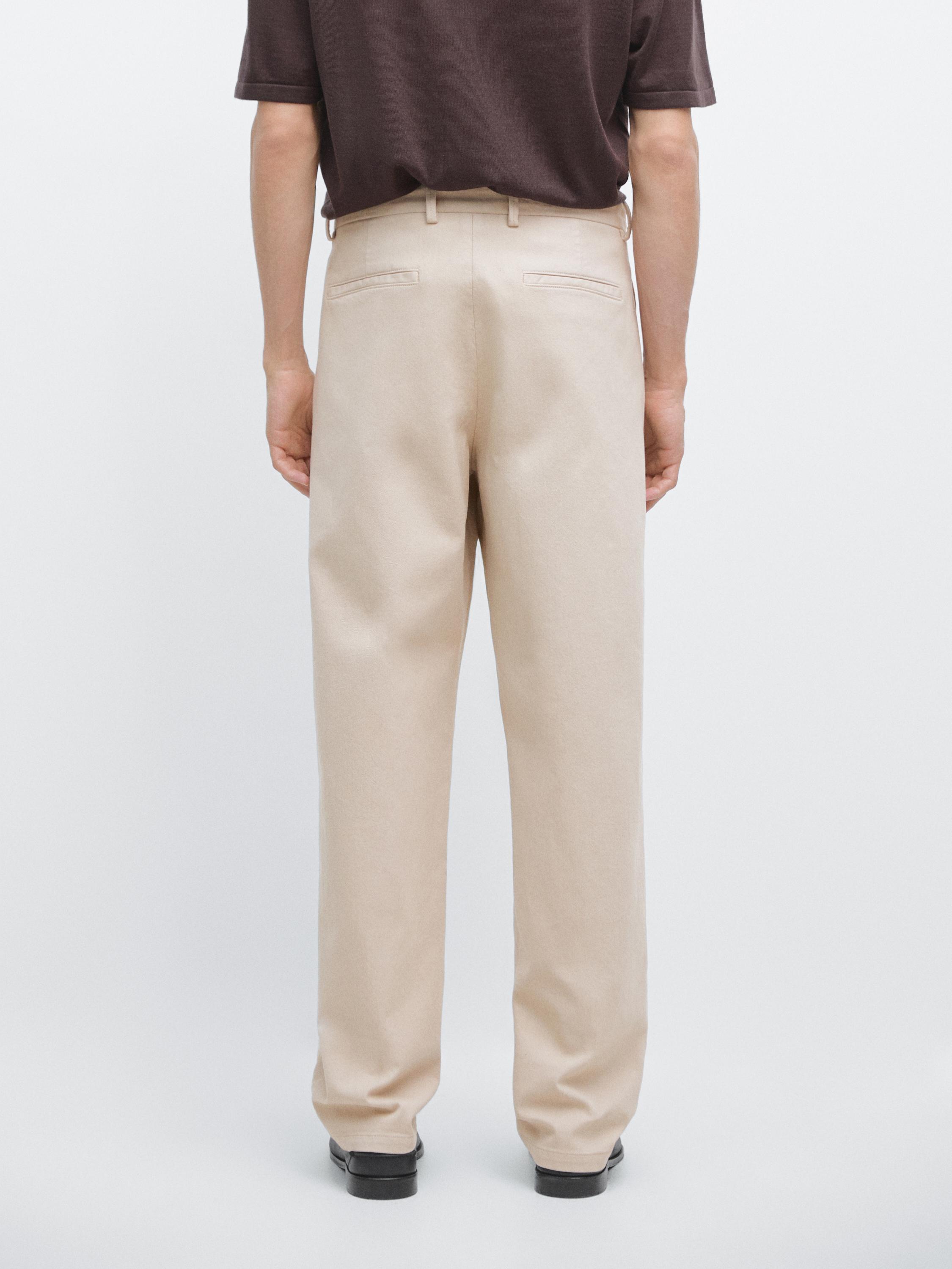 Cotton twill pants with elasticated waistband