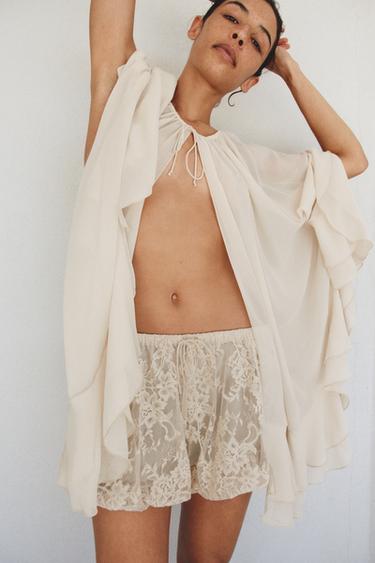 RUFFLED CAPE - Oyster-white by Zara - Image 4