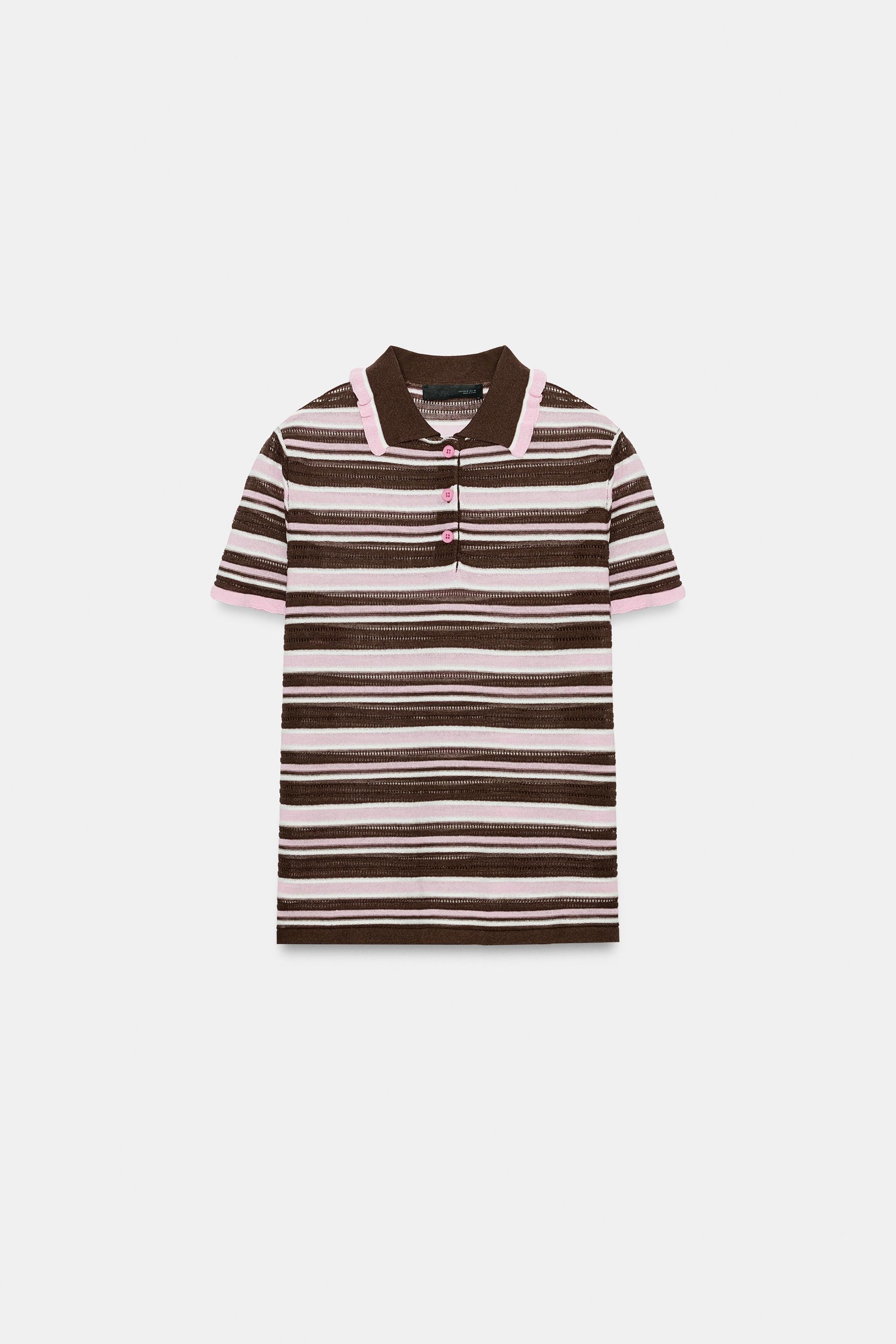Zara Çizgili Triko Polo görsel 5