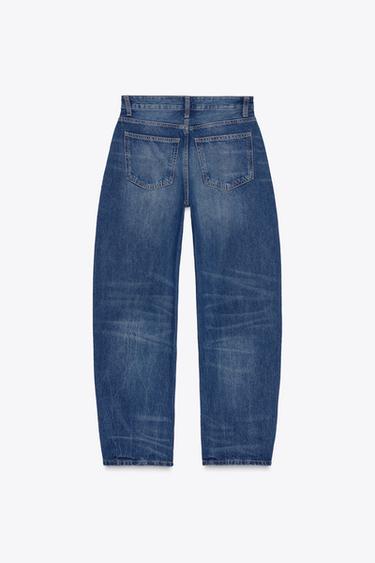 HIGH-WAIST TRF BARREL JEANS - Navy blue by Zara - Image 5