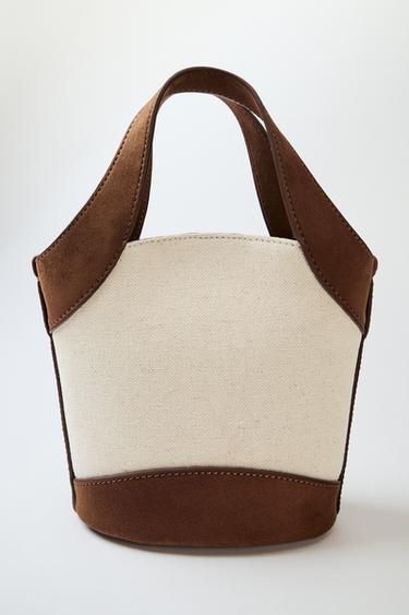 COMBINED CANVAS CROSSBODY BAG - Brown by Zara