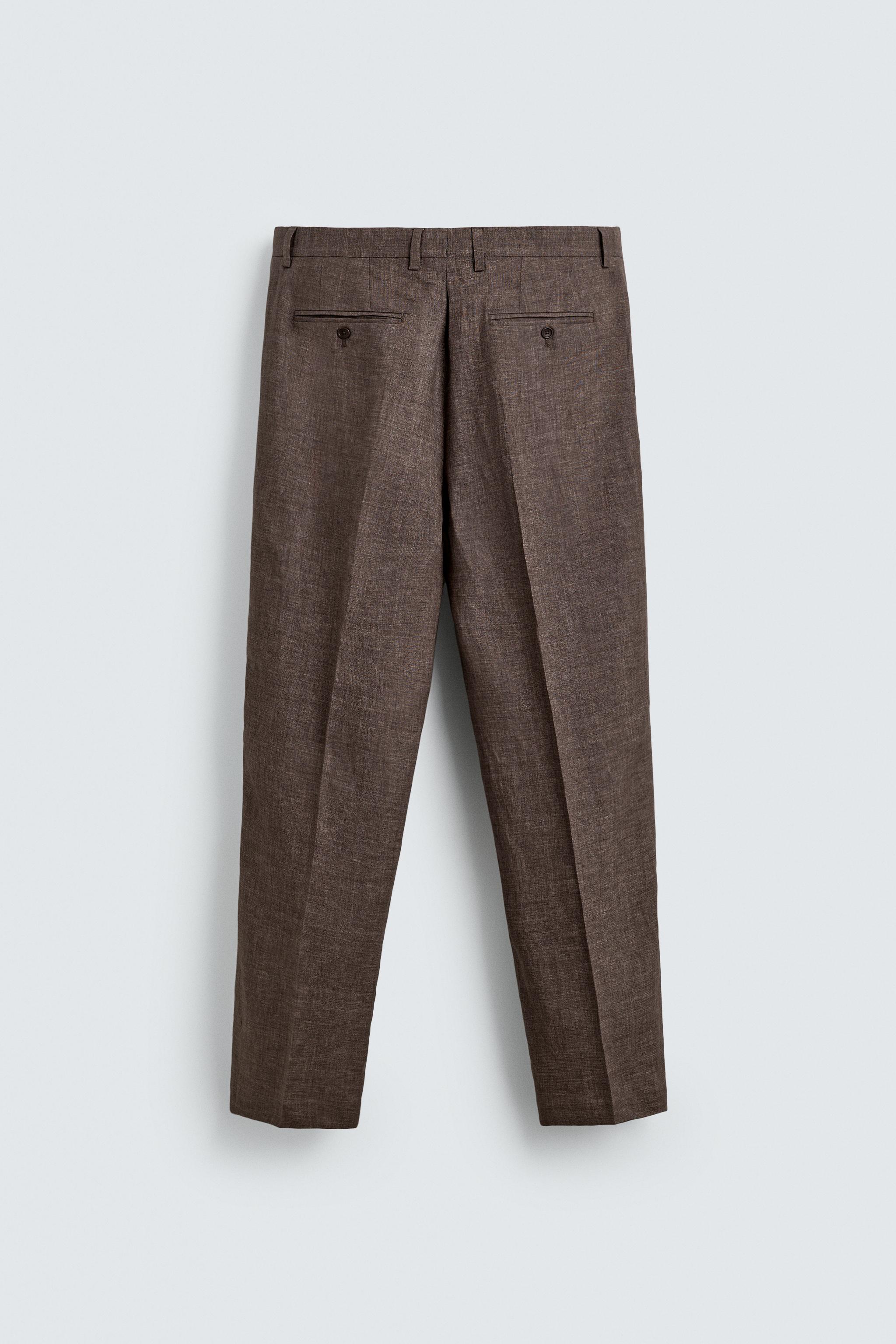 REGULAR FIT 100% LINEN PANTS
