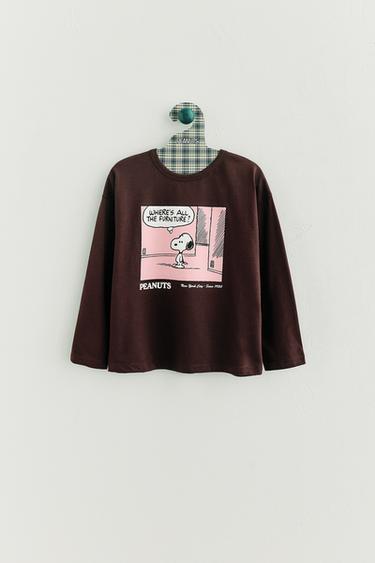 Zara SNOOPY PEANUTS™ PRINTED T-SHIRT - Burgundy