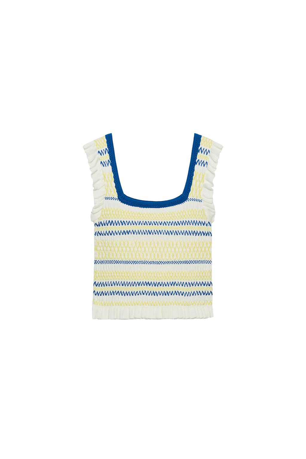 STRIPED SMOCKED TOP - image 3