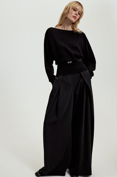 PANTALÓN WIDE LEG PLIEGUES ZW COLLECTION - Negro de Zara