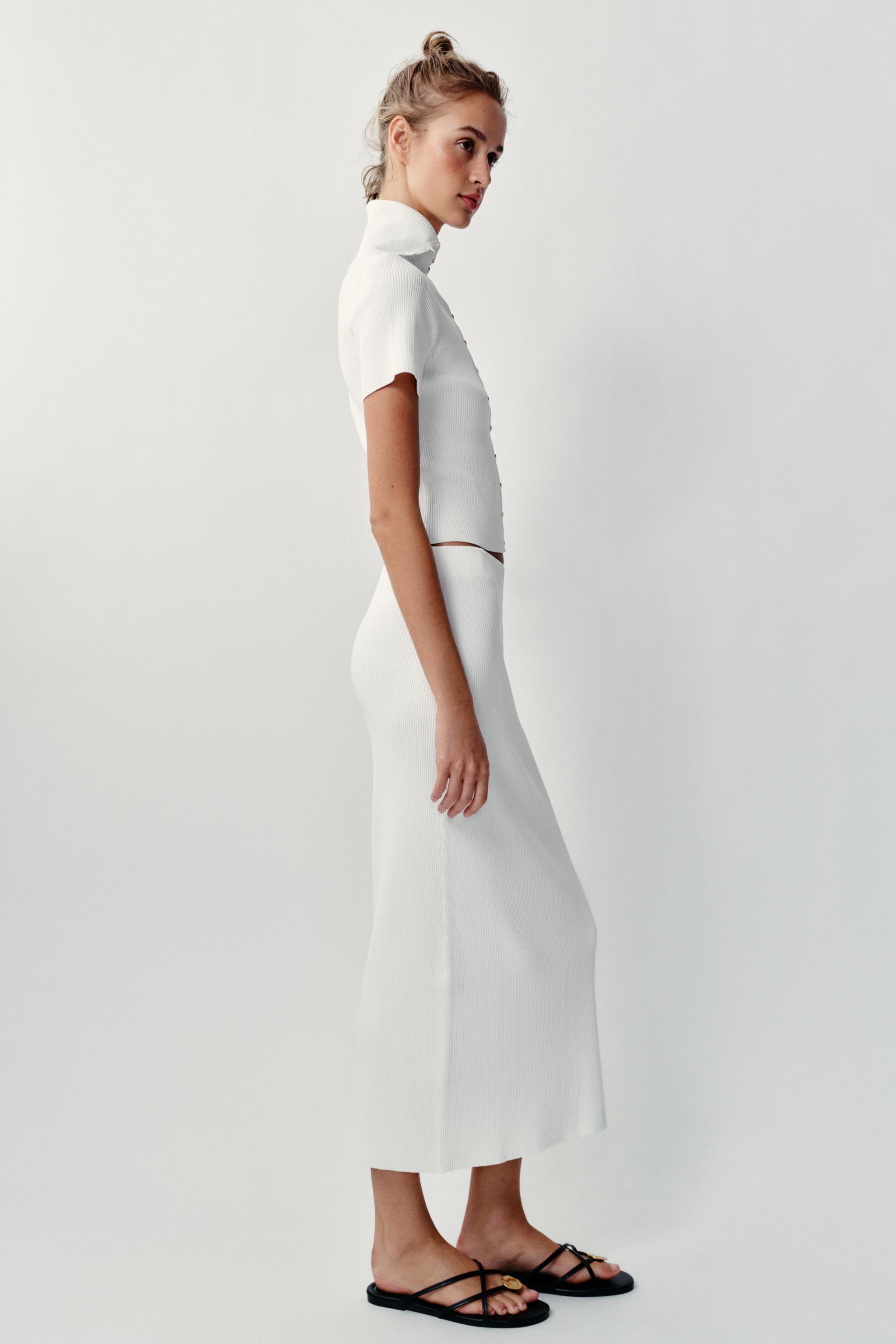 Женские юбки Zara RIBBED KNIT MIDI SKIRT — фото 3