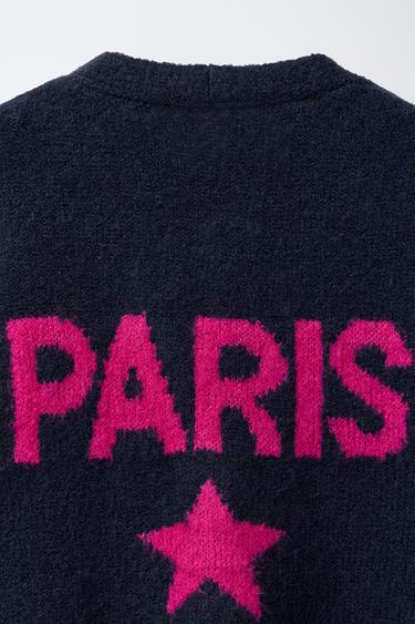 GILET EN MAILLE AVEC INSCRIPTION EN CONTRASTE - Bleu marine de Zara - Image 3