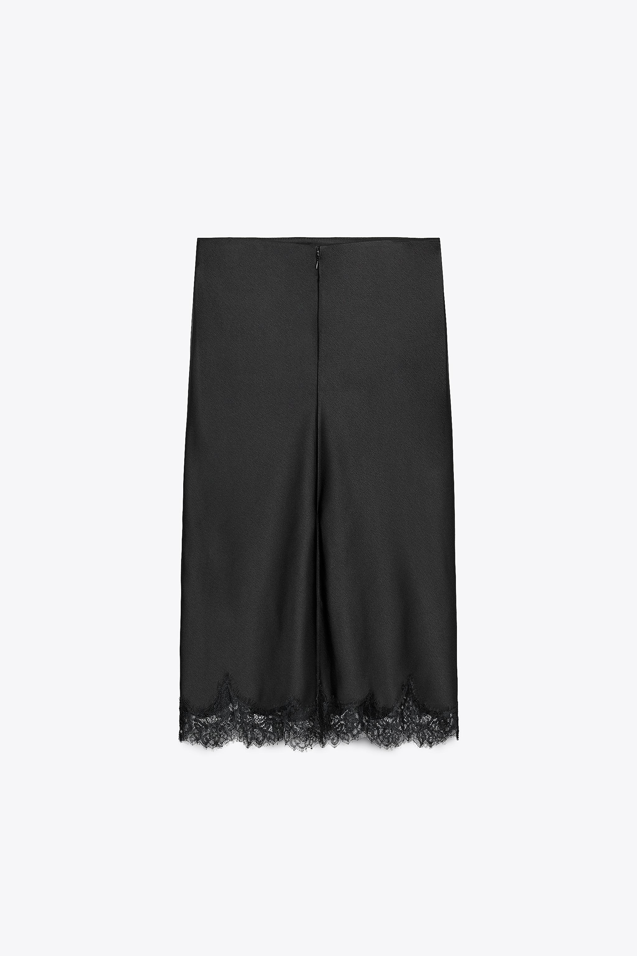 ZWコレクション レースサテン地スカート - ブラック | ZARA