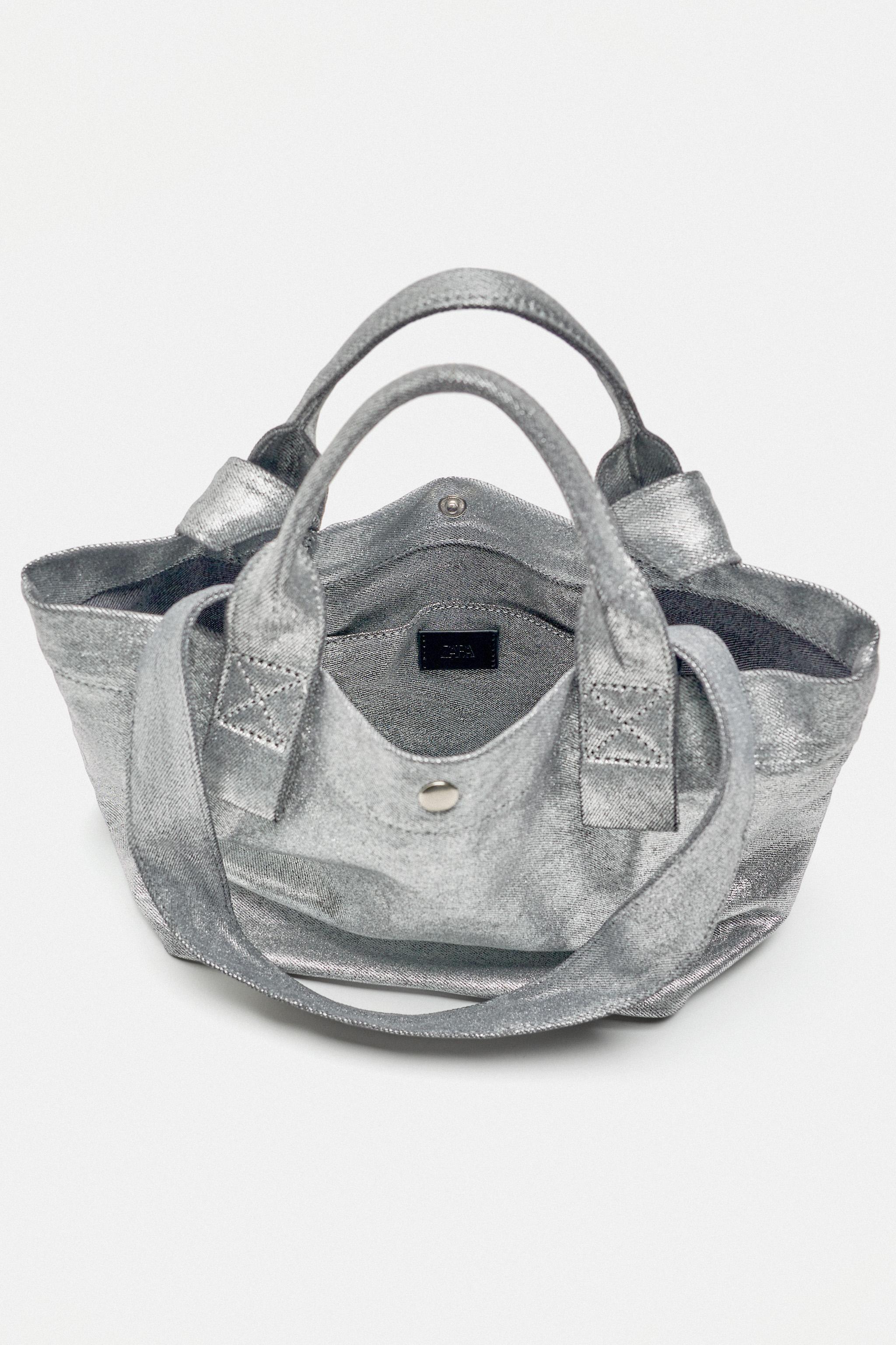 Zara metallic tote discount bag