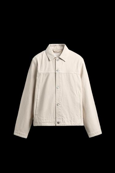 Zara BASIC DENIM JACKET - Oyster-white