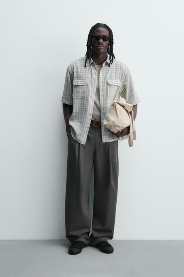 RELAXED FIT CHECK SHIRT - washed green by Zara - Image 0