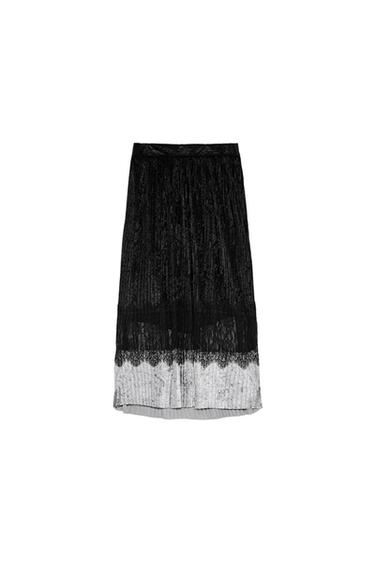 PLEATED VELVET COMBINED SKIRT