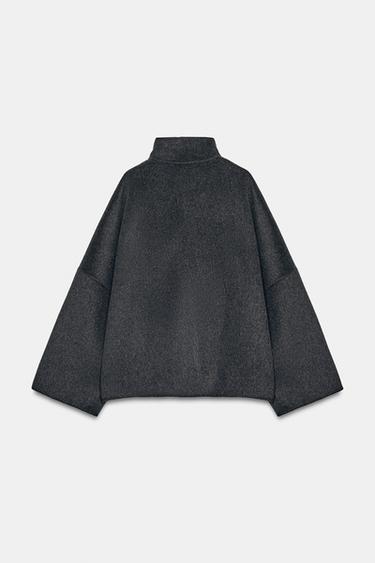 ZW COLLECTION CROPPED WOOL COAT - Dark grey by Zara
