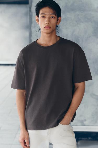 BASIC HEAVYWEIGHT T-SHIRT /03 - Dark anthracite by Zara