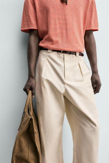 COTTON/LYOCELL STRAIGHT-LEG TROUSERS - Sand by Zara - Image 4