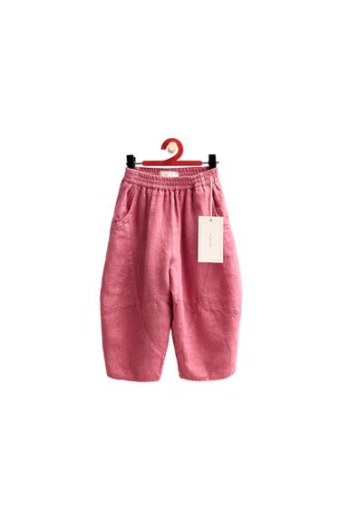 ZARA TIMELESS - 100% LINEN BALLOON TROUSERS WITH CUT-OUTS - Pink by Zara