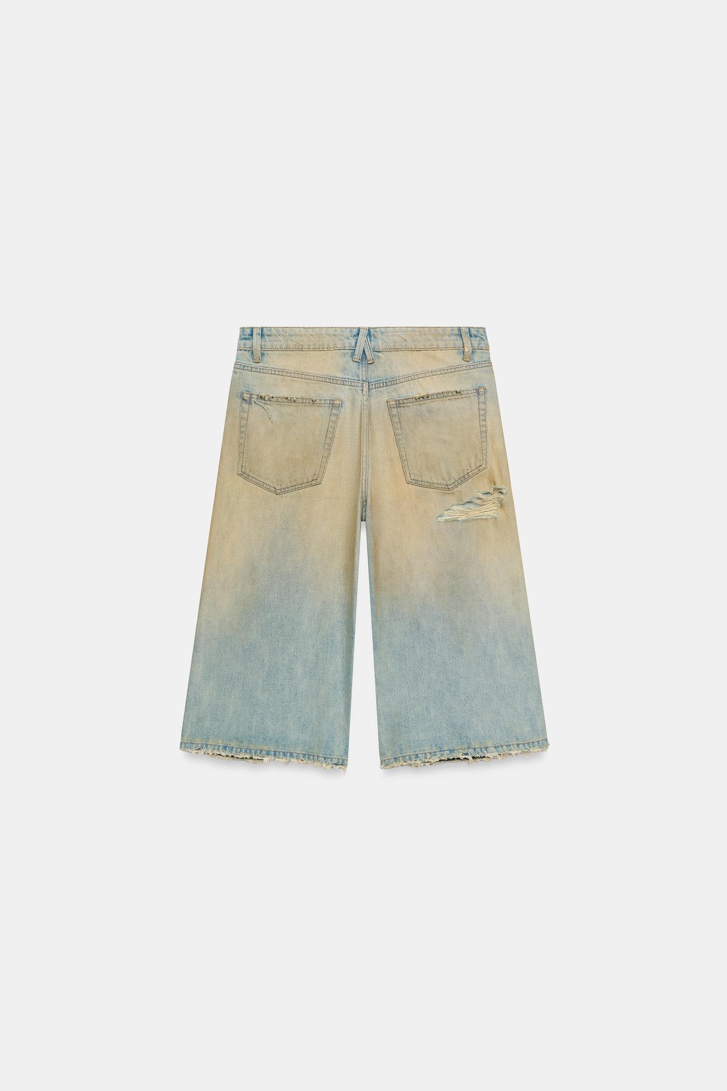 Женские шорты Zara Trf Baggy Denim Jorts, цвет: Выцветший синий — фото 7