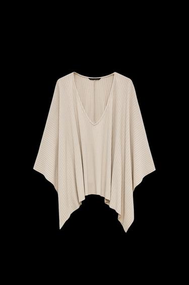 RIBBED ASYMMETRIC CAPE - Ecru by Zara - Image 0
