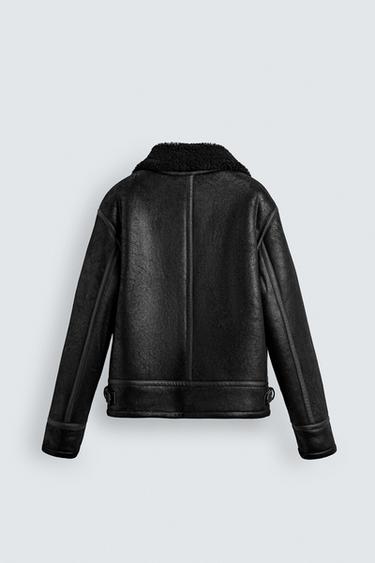 BLOUSON EN MATIÈRE SYNTHÉTIQUE COMBINÉE - Noir de Zara - Image 7