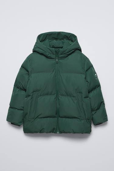 ABRIGO WATER REPELLENT ETIQUETA - Verde oscuro de Zara