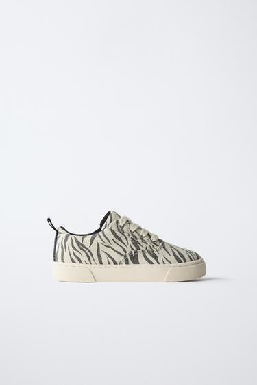 TENNIS EN COTON ANIMAL PRINT - Blanc de Zara