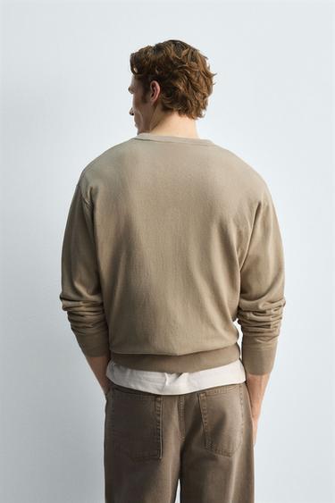 COTTON-RAMIE CARDIGAN - Beige by Zara - Image 2