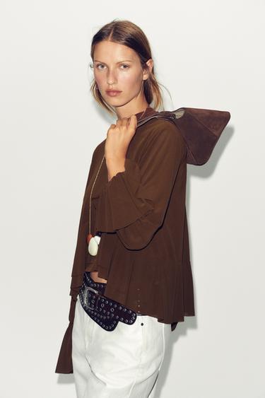 FLOWING RUFFLED TOP - Brown by Zara - Image 2