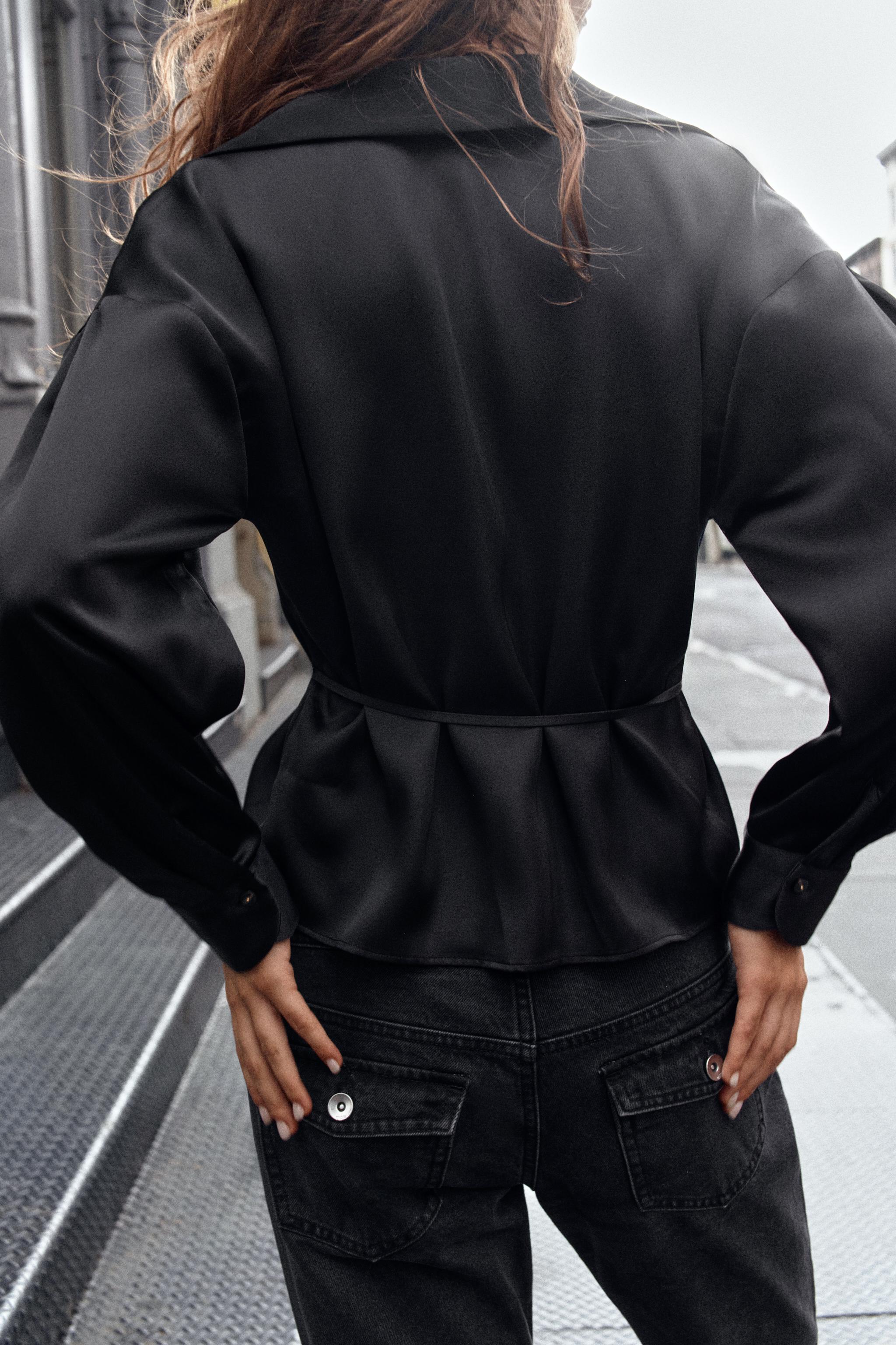 SATIN BELTED SHIRT