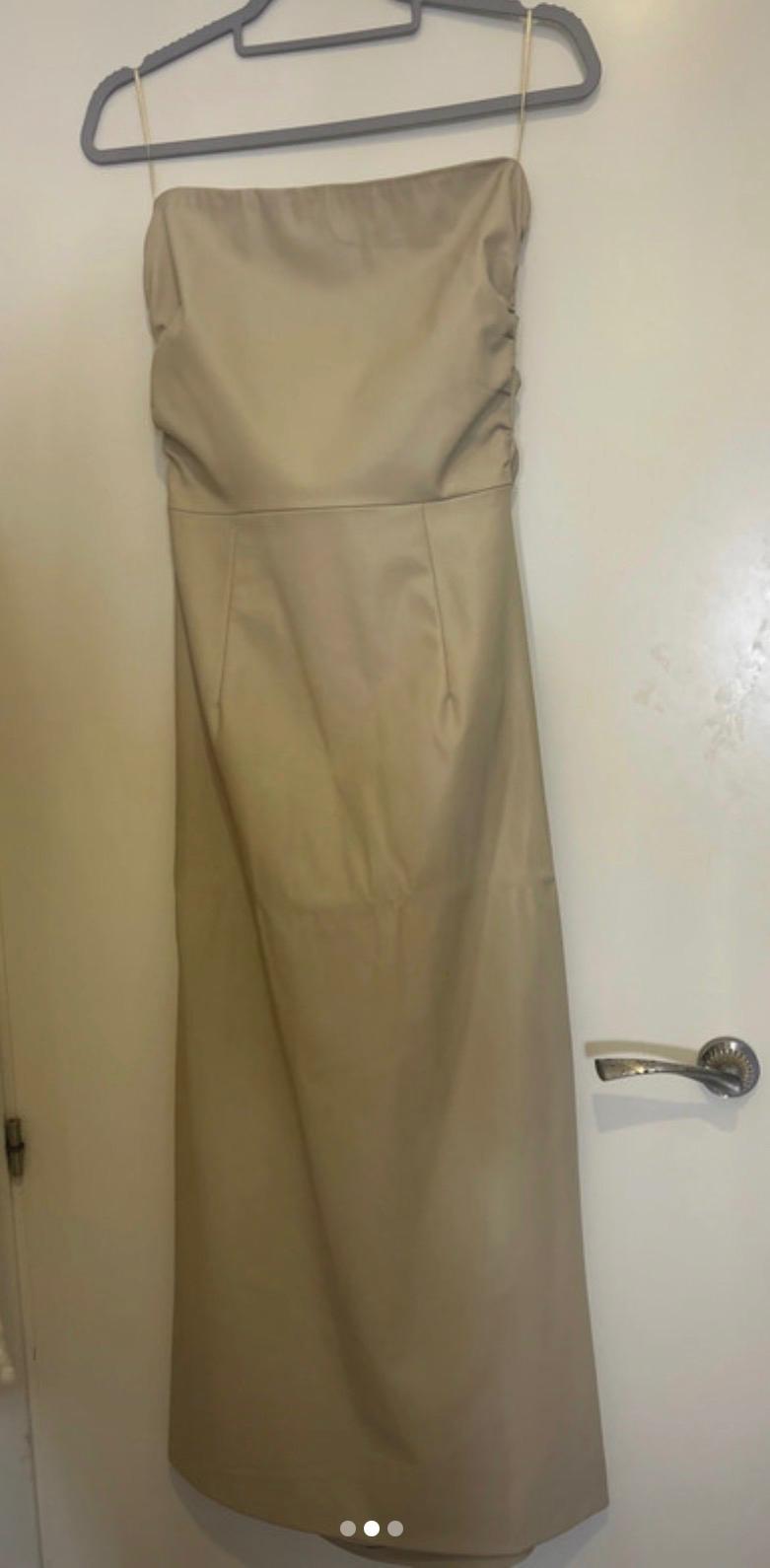 LEATHER EFFECT STRAPLESS DRESS - Image 2