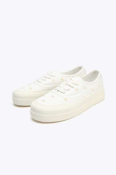 FLORAL EMBROIDERED TRAINERS - White by Zara - Image 3