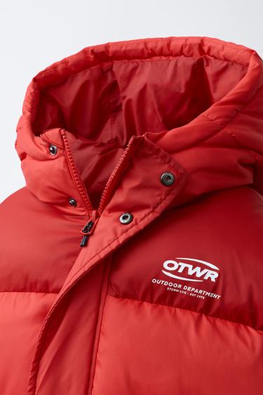 TEXT PRINT PUFFER COAT - Red by Zara - Image 4