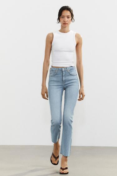 JEANS TRF CROPPED FLARE TIRO ALTO - Azul claro de Zara
