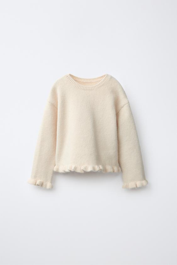 RUFFLE KNIT JUMPER - Ecru by Zara - Image 0
