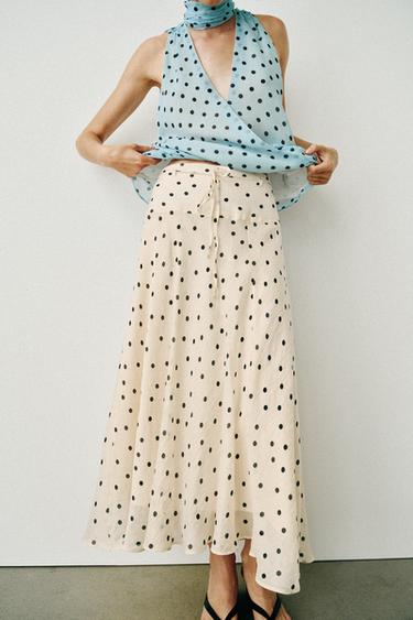 JUPE MI-LONGUE À POIS - Imprimée de Zara - Image 1