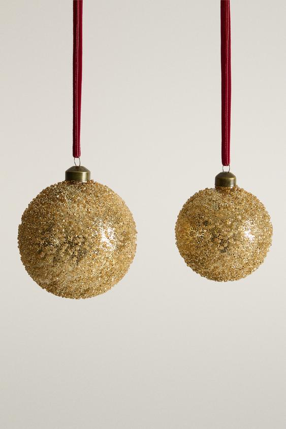 Weihnachtsbaumkugel mit Perlen - Goldfarben von Zara - Bild 0
